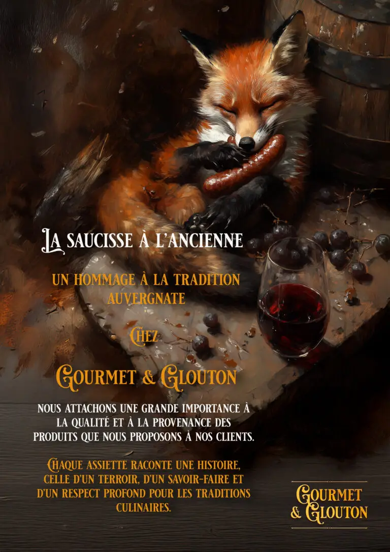 Saucisse à l’ancienne maison servie avec truffade au restaurant Gourmet & Glouton à Chaudes-Aigues