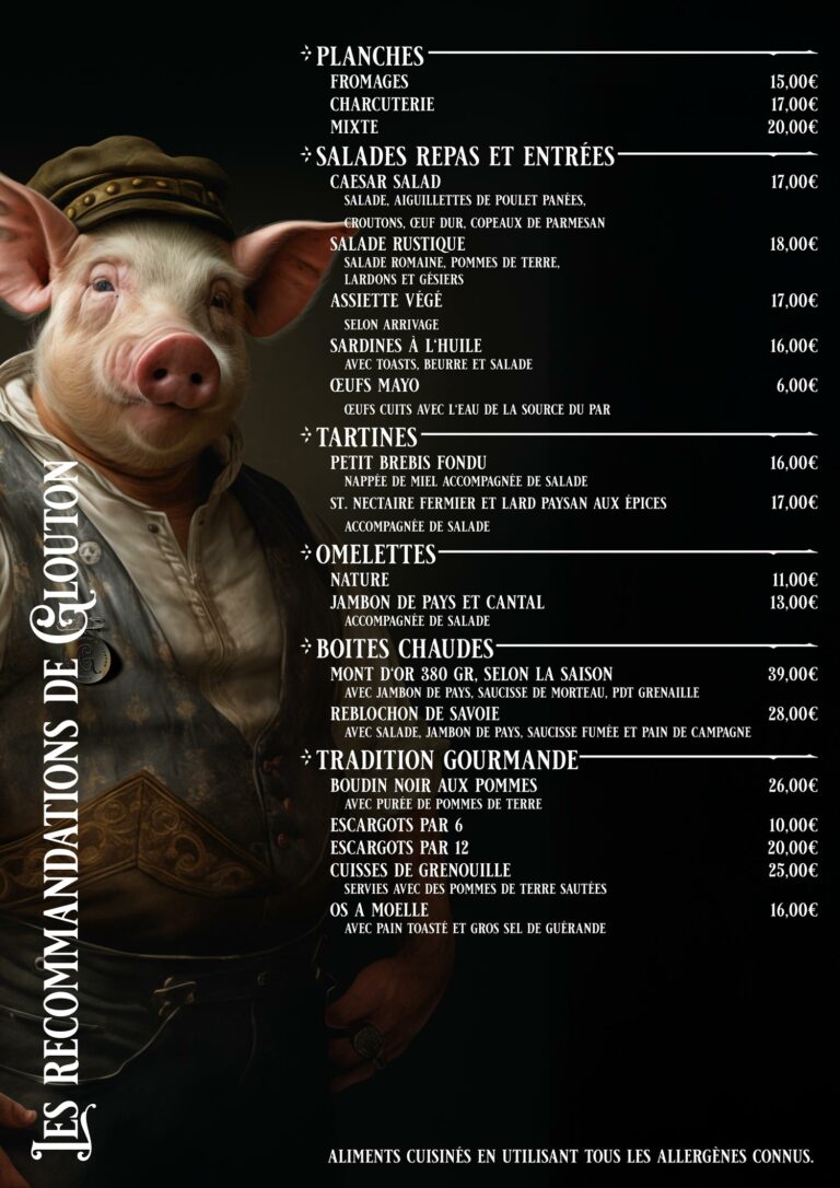 Menu gourmet et glouton