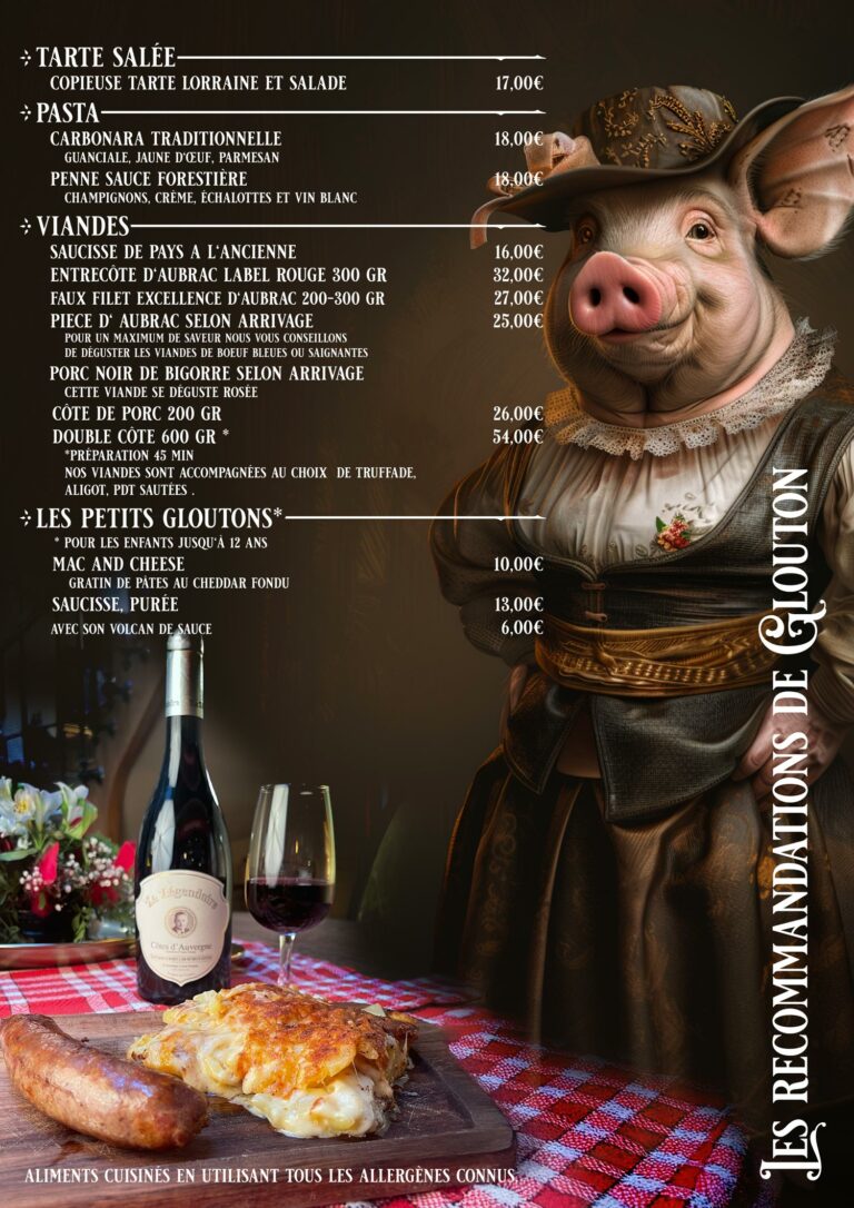 Menu gourmet et glouton