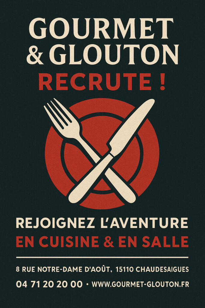 restaurant, gastronomie, Auvergnate, viande, Aubrac, plats, canaille, Chaudesaigues, Chaudes-Aigues - Gourmet & Glouton-recrutement