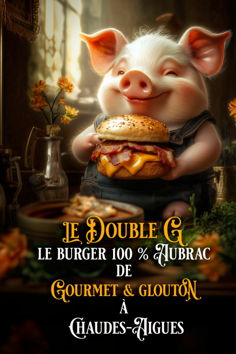 Burger Double G Aubrac à la plancha chez Gourmet & Glouton, restaurant à Chaudes-Aigues, Cantal