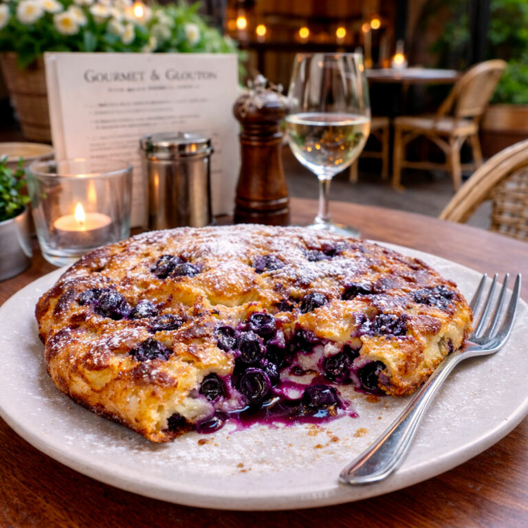 Pachade aux myrtilles, dessert traditionnel auvergnat servi au restaurant Gourmet & Glouton à Chaudes-Aigues
