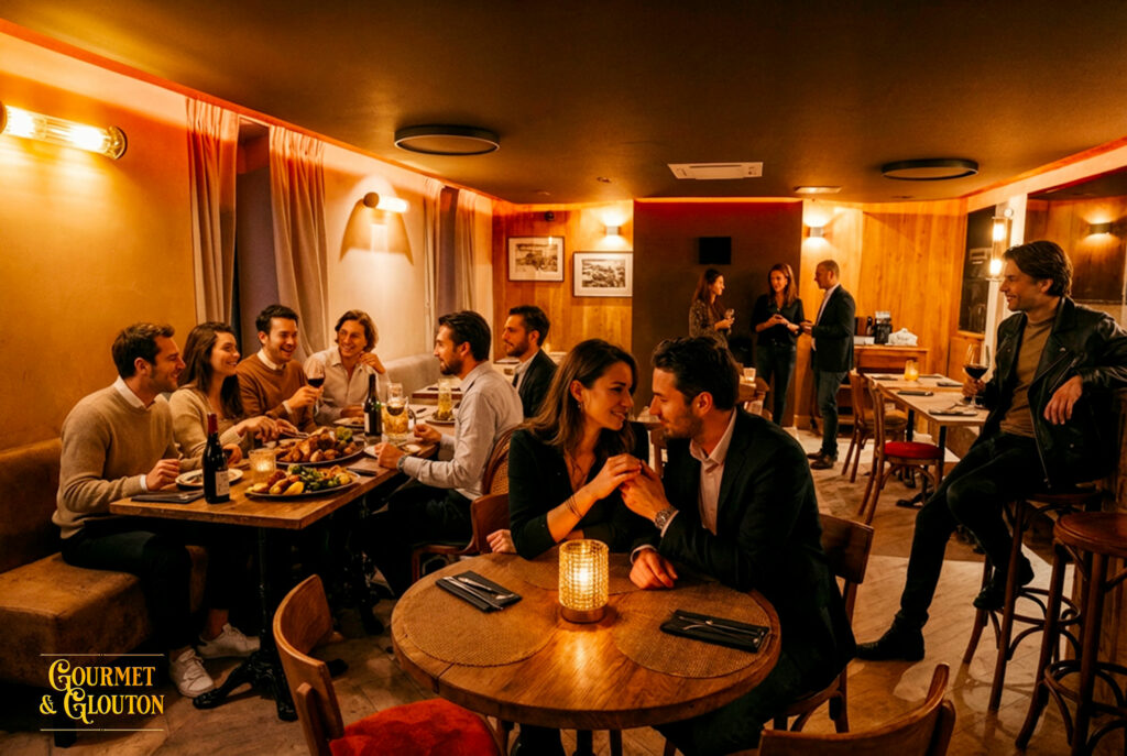 restaurant Chaudes-Aigues Gourmet et Glouton ambiance salle clients territoire des Caldagues