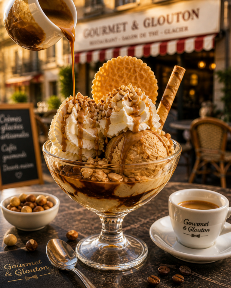 coupe glace cafe caramel gourmet et glouton chaudes-aigues dessert terrasse aubrac