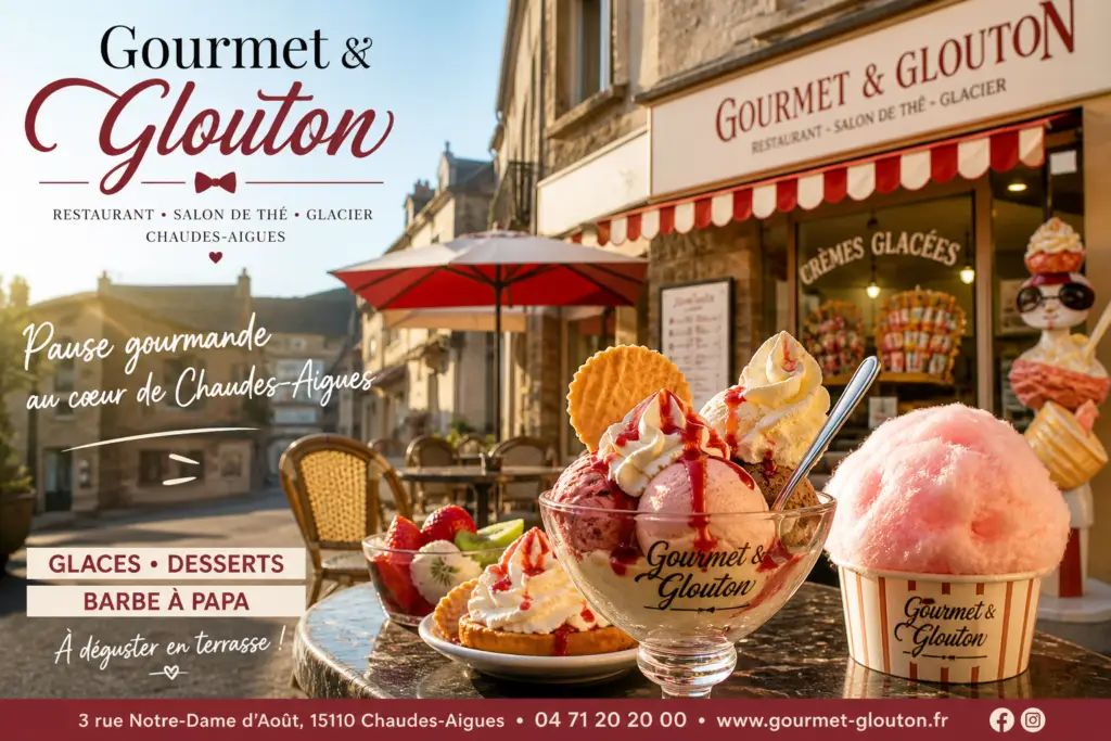 glaces desserts barbe a papa gourmet et glouton chaudes-aigues terrasse aubrac