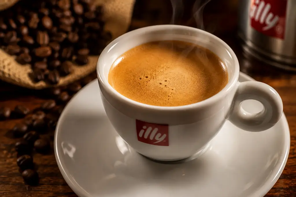 Café au restaurant, espresso illy avec une belle crème de café