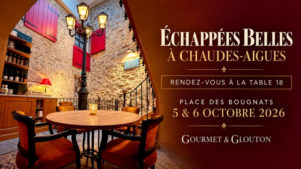 Échappées Belles à Chaudes-Aigues à la table 18 de Gourmet & Glouton